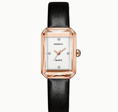 Women's Watch - Chic Rhinestone Accents, Faux Leather Strap, 