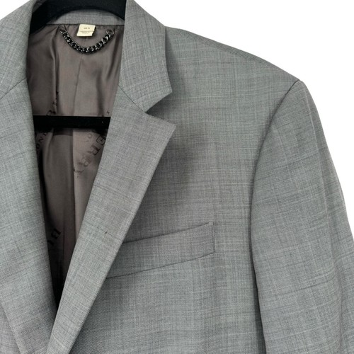 Burberry Virgin Wool 2 Button Blazer 48R Viscose Lining Made in Italy Grey - Picture 5 of 15