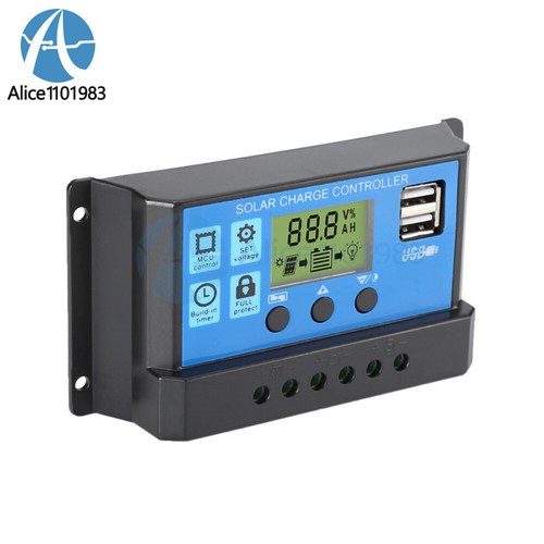 30A Solar Panel Battery Charge Controller 12V/24V LCD Regulator Auto Dual USB - Picture 12 of 15
