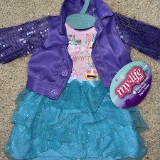 My Life As Pink Blue Dress With Purple Sequin Jacket 18 Doll Clothes