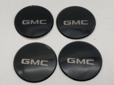 4 Wheel Center Cap Logo Raised Sticker Emblems Black 1.78  GMC Horn NOS