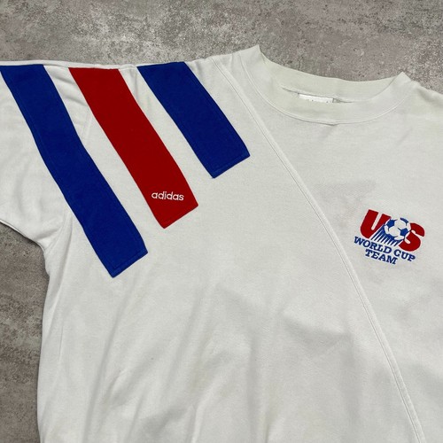 VTG 90s USA WORLD CUP 1992 TEAM ADIDAS SWEATSHIRT WHITE SIZE L SOCCER FOOTBALL - Picture 3 of 9