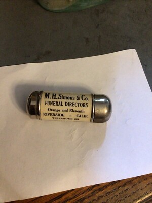 2.25  Long Thread Holder Advertising Riverside Ca Calif. M H Simmons Co Funeral 