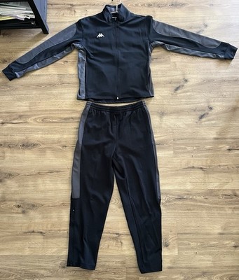Kappa USA Mens Track Sweatsuit Warmup Two Piece Black - Dark Grey Small