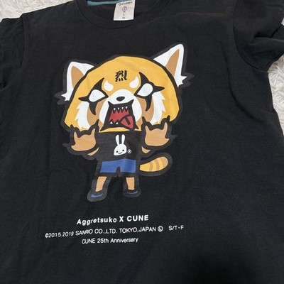 CUNE x Aggressive Retsuko 25th Anniversary Black T-Shirt Rare Limited Edition S