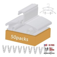 50 Pack Plastic Hangers with 16 Clips 11-15 inch 11-15 inch 50 PACK White