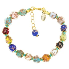 Glass Of Venice Murano Glass Bracelet Italian Multicolor Sommerso Sparkling Bead