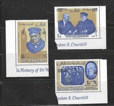 Ras al Khaima 1966 Churchill, Scott 80 - 82 suppléments inversés