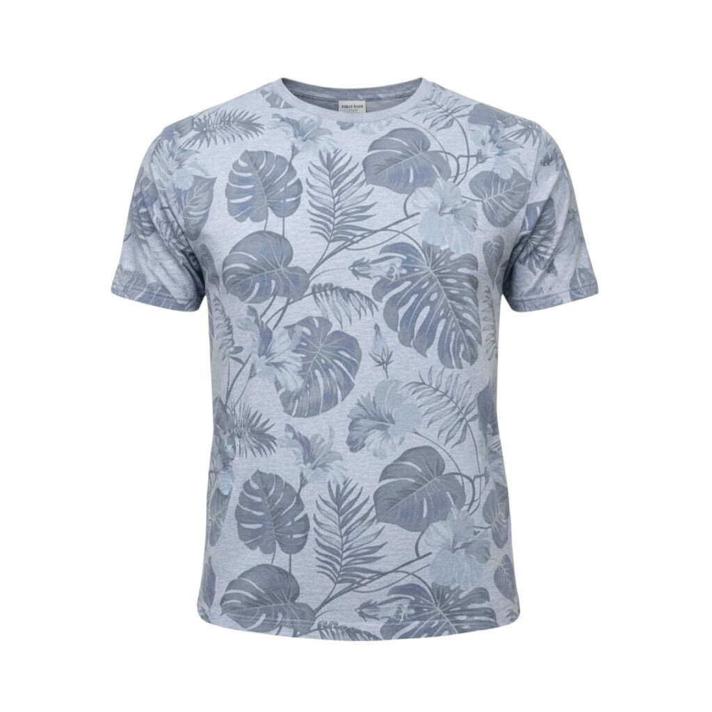 Next Tropical T-Shirt Men's UK Size XL Blue Floral Short Sleeve Crew Neck