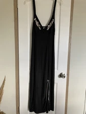 Studio Donatella Dress Small Y2K babydoll slip Fairy embroidered maxi monochrome