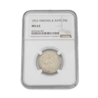 1853 25c Arrows & Rays NGC Graded MS63 US Seated Liberty Quarter Coin #C904-4