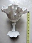 Vintage Fenton Pedestal Hobnail Milk Glass Fluted Edge Candy Dish/Bowl