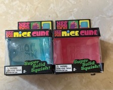 Schylling Nee Doh Nice Cube Lot of 2 Super Solid Squish Toys Blue  Pink