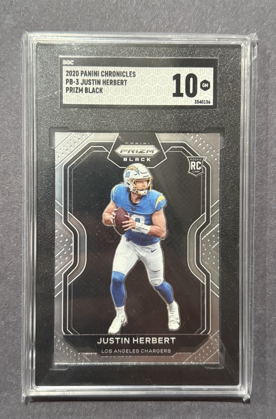 SGC 10 GEM MINT 2020 Panini Chronicles Justin Herbert Prizm Black Rookie #PB3