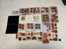 Vintage Stampin Up Mixed Brand 80 Rubber Stamp Lot Wood Mounted