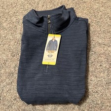 Dockers Men's Quarter Zip Regular Fit Textured Fabric Pullover Blue Size Small