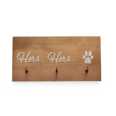 Hers Hers Paws Wall Mounted Key and Dog Leash Holder,Decorative Wooden Key an...