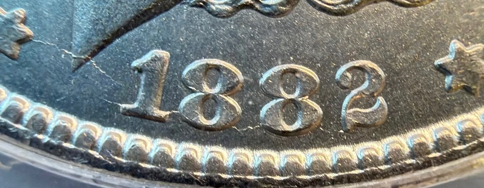 1882-CC $1 Morgan VAM-3D Doubled Date & Ear, Clashed Obverse n & s, Die Brk MS60 - Image 4 of 4