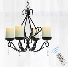 Flameless Candles Chandelier 4-Light Waterproof Crystal Metal Wall Sconces Mo...