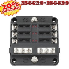 6 Way Car Boot Power Distribution Blade Fuse Holder Box Block Panel Board USA