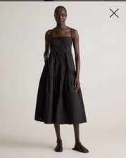 Quince 100% Organic Cotton Poplin Spaghetti Strap Maxi Dress | Black | Medium
