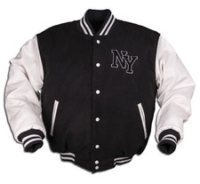 NY Baseball Jacke m. Patch schwarz/wei&szlig;