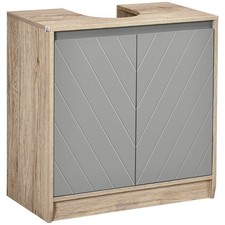HOMCOM 60x60cm Under-Sink Storage Cabinet w/ Adjustable Shelf 2 Doors Cabinet