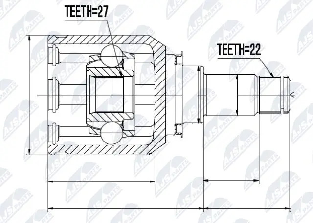 Driveshaft CV joint transmission sided NPW-ME-007 NTY for MERCEDES-BENZ A-CLASS