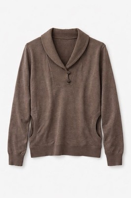 Banana Republic Women s L/S Covered Buttons Shawl Collar Pullover Shirt Med