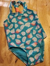 Cat Jack Toddler Girls 12 Mos One Piece Swimsuit Teal Shells Beach Cosstal
