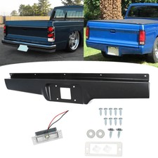 Black Rear Bumper Steel Roll Pan with License Light Screws Replacement