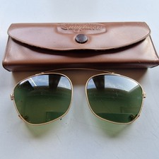 VINTAGE AO AMERICAN OPTICAL CLIP ON GREEN PILOT SUNGLASSES