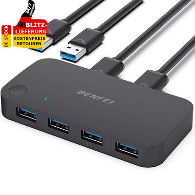 BENFEI USB 3.0 KVM Switch 2 Computer Teilen 4 USB Für PC für Windows Mac Linux