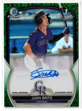 2023 1st Bowman GREEN GRASS RC AUTO Juan Brito! Guardians Rookie! Autograph /99