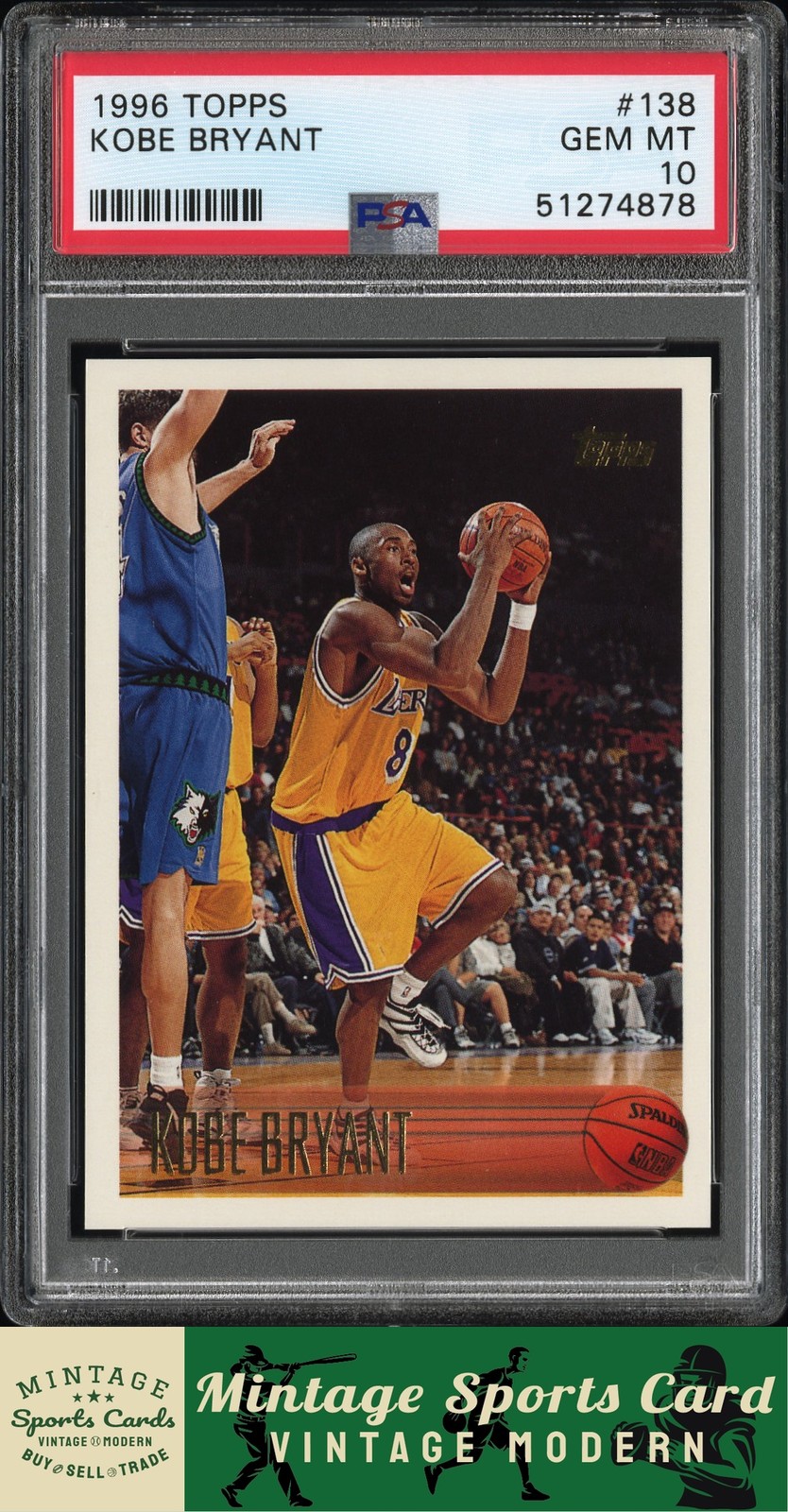 1996 Topps - Kobe Bryant - Rookie RC #138 Los Angeles Lakers PSA 10
