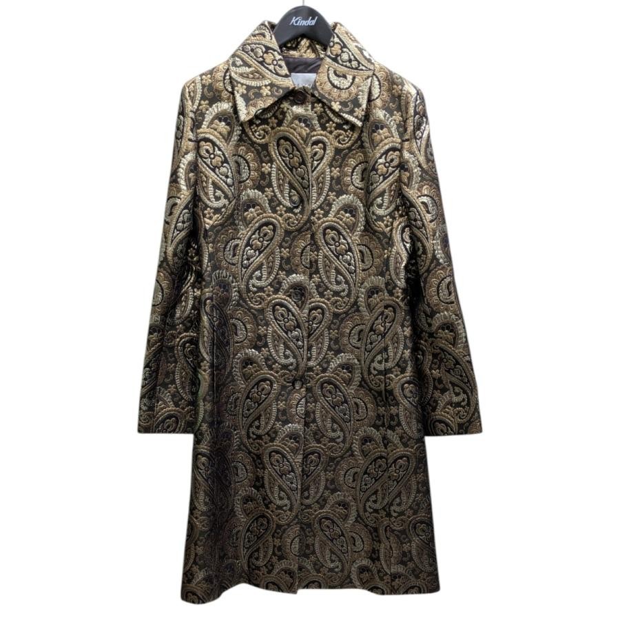 CELINE Wool Jacquard Pattern Button Long Coat Bro… - image 1