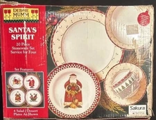 Debbie Mumm Santa’s Spirit DINNER SALAD PLATES BOWLS CUPS SAUCERS 20 PC NIOB