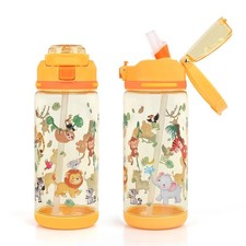 Durable 20oz Kids Water Bottle with Straw, LeakProof Plastic Cup for School