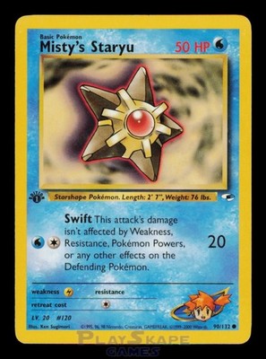 Pokemon Karte Misty's Staryu 90/132 Gym Heroes 1. Edition Common LP 2000