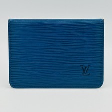 Louis Vuitton ID Card Holder Mens One Size Blue Epi Leather Passcase Wallet