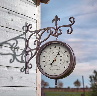 Marylebone Station doppelseitige Wanduhr und Thermometer - Bronze 