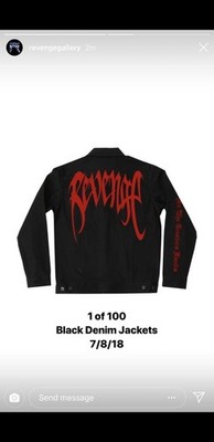 REVENGE X LEVI'S BLACK DENIM JACKET  1 OF 100 DEADSTOCK MEDIUM PUFF LETTERING