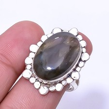 Labradorite - Madagascar Designer Handmade 925 Sterling Silver Ring S.8 R54