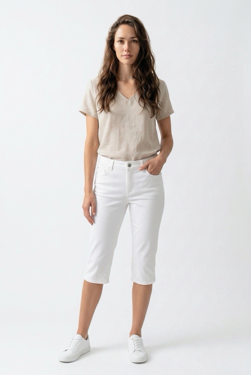 Chaps Women’s Sz 4 White Mid Rise Capri Stretch 5-pocket Jeans Kohls