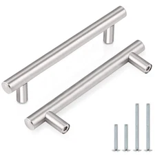 Brushed Nickel Modern Cabinet Handles 4 Inch Hole Center Durable Pulls 162mm