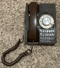 Vintage Western Electric Rotary Dial Phone Alligator Inlay Brown MCM