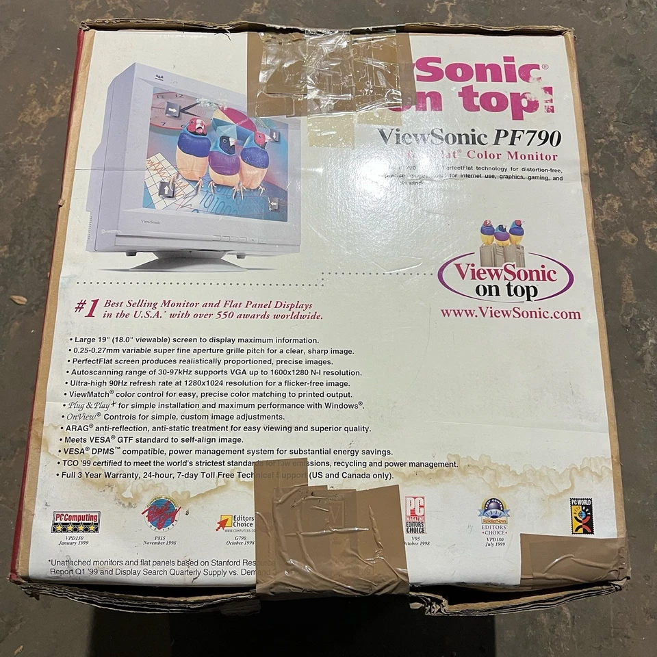 🖥️ ViewSonic PF790 19” CRT Monitor PerfectFlat – Works Great – Original Box 🎁 - Image 4 of 4