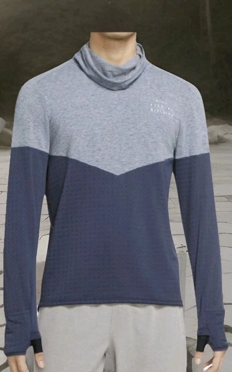 Nike Therma-FIT Sz XL Top Shirt Fleece Lined Run Division Gray Blue DD6120 C2