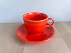 Fiesta Poppy Orange Cup & Saucer Homer Laughlin Made in U.S.A. Lead Free New