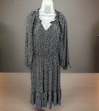 Talbots Split Neck Tie Sleeve Fit & Flare Soft Pullover Dress Size Large NWT